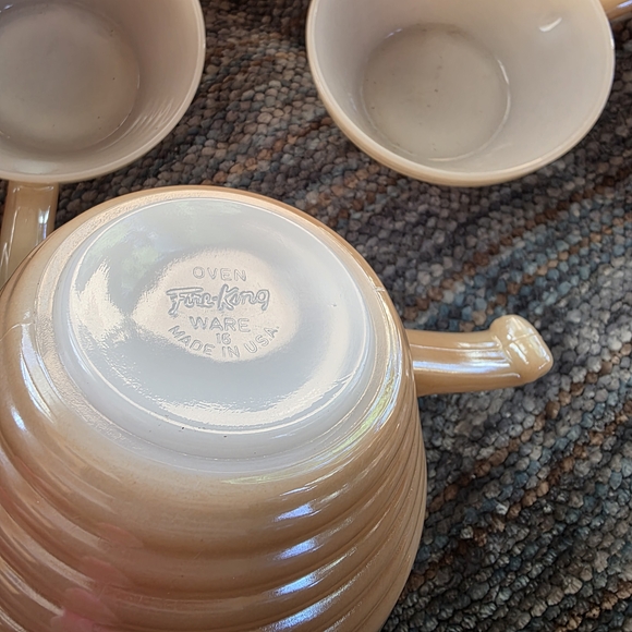 Fire King Peach Lustre Handled Bowls Set Of 4 - Picture 2 of 7